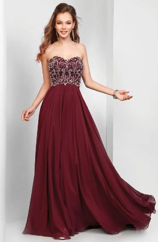 Special Offer Clarisse - 3472 Strapless Paisley Motif Chiffon Gown