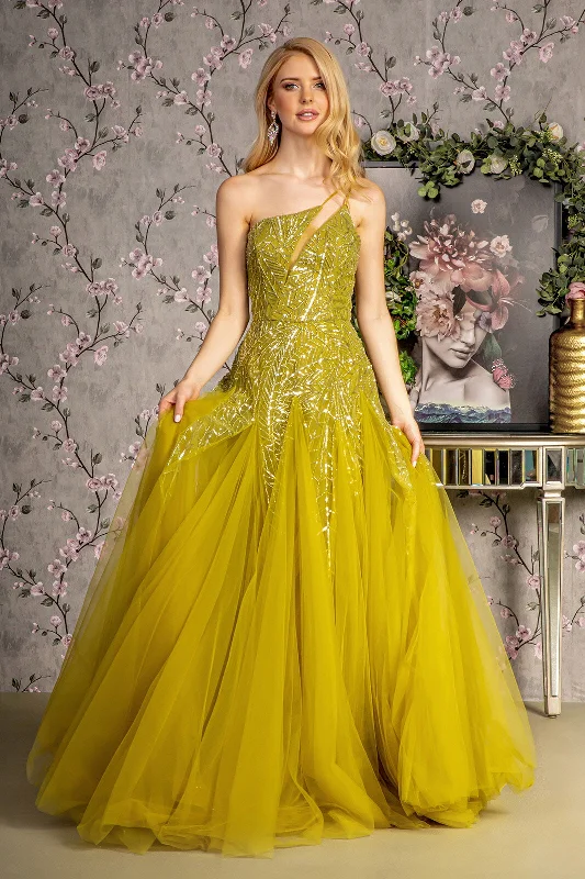 Special Discount Beaded One Shoulder A-line Ball Gown by GLS Gloria GL3281