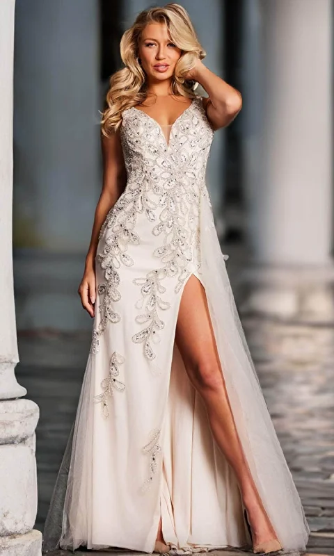 Bonus Savings Jovani 39105 - Multi Bead Embellished Sheath Gown