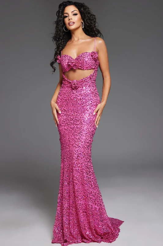 Price Smash Sequin Fitted Sleeveless Slit Gown by Jovani D5403