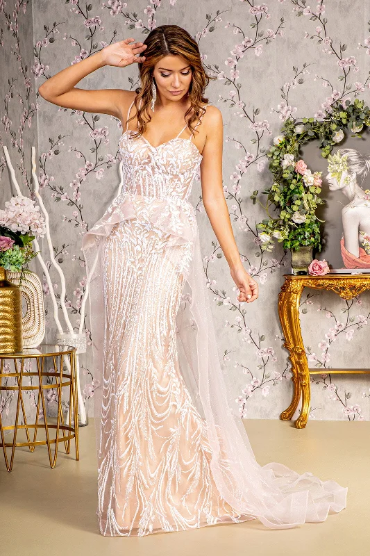 Value Deals Fitted Glitter Sleeveless Overskirt Gown by GLS Gloria GL3259