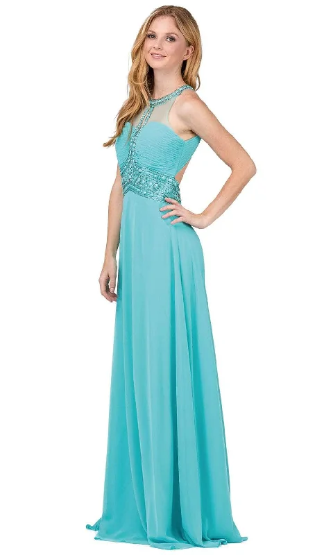Great Bargains Dancing Queen - Halter Keyhole A-Line Evening Gown 9270