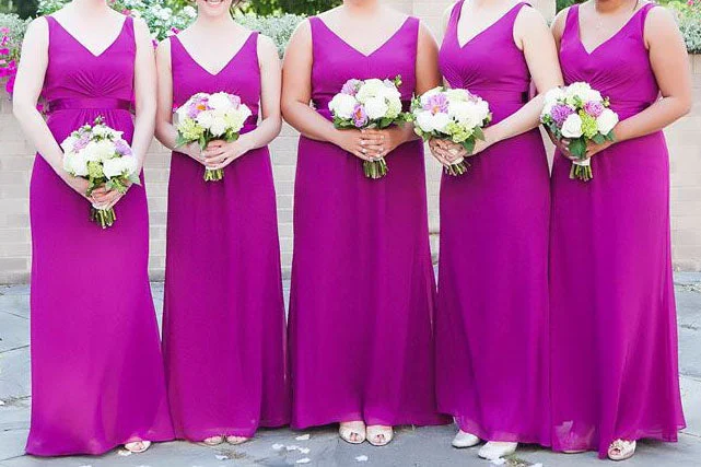 Lowest Price David's Bridal Sleeveless Chiffon Dress with Ruffled Back Detail