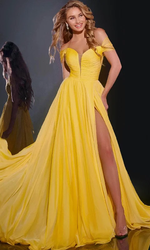 Special Offer Jovani 43842 - Shirred Off Shoulder Prom Dress