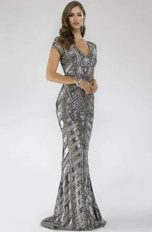 Buy More, Save More Lara Dresses - 29540 Short Sleeve Metallic Sequin Mermaid Dress