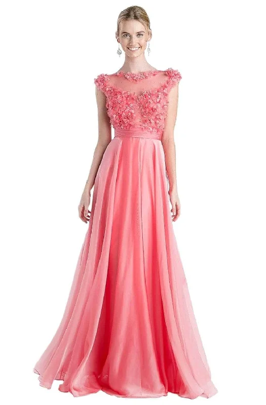 Exclusive Preview Ladivine CJ218 - Applique Bateau Chiffon Bridesmaid Dress