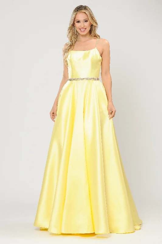 Overstock Long Square Neck Dress with Corset Back by Poly USA 8684