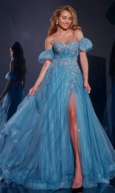 Instant Discount Jovani 40474 - Off Shoulder Puff Sleeve Prom Gown