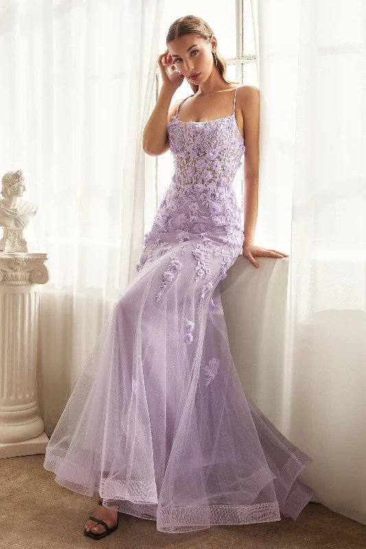New Markdowns 3D Floral Applique Mermaid Dress by Ladivine CD995