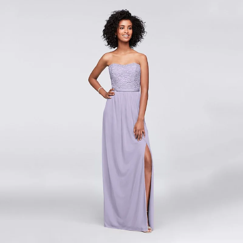 Special Price David's Bridal F18095/Lace and Mesh Long Strapless Dress