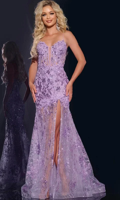 Special Price Jovani 42203 - Floral Motif Prom Dress