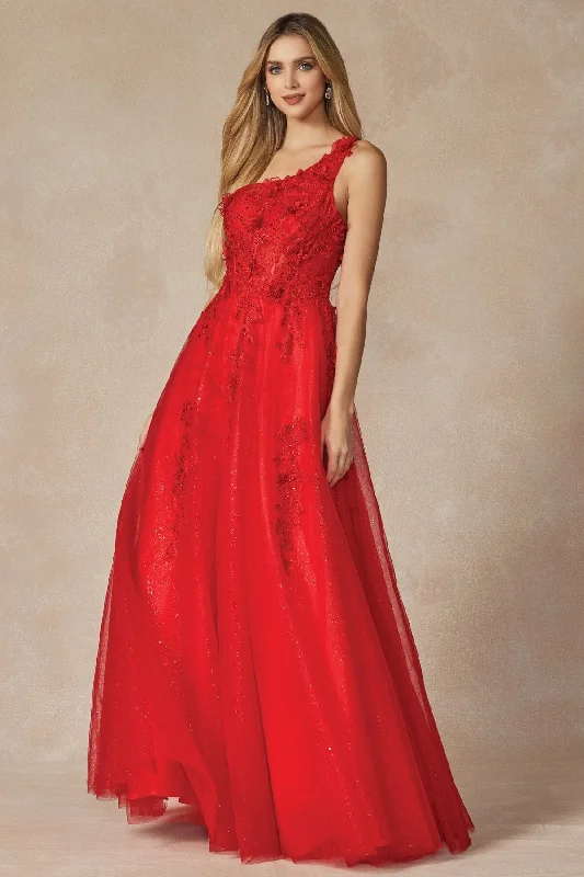 Final Clearance 3D Floral One Shoulder A-line Gown by Juliet 298
