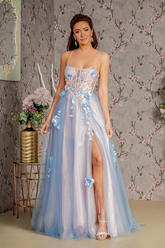 Year-End Clearance 3D Floral Sleeveless A-line Slit Gown by GLS Gloria GL3250