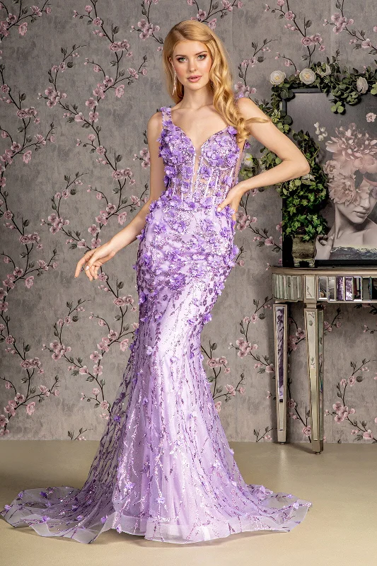 Bargain Prices 3D Floral Sleeveless Mermaid Dress by GLS Gloria GL3410