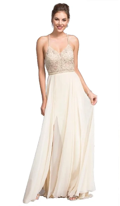 Price Break Aspeed Design - Beaded Halter V-neck Prom A-line Dress