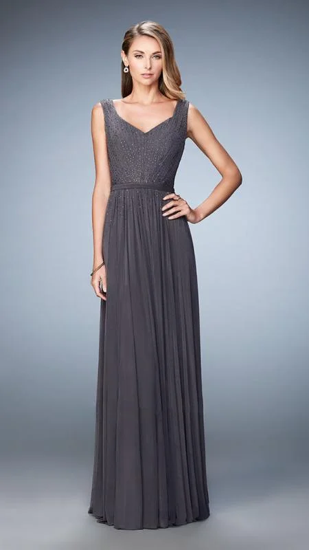 Lowest Price La Femme - Beaded V-Neck Sleeveless Evening Gown 21624SC