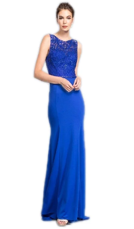 Anniversary Sale Aspeed Design - Embellished Illusion Jewel Prom Sheath Dress