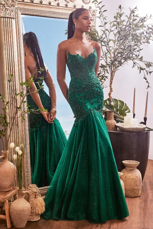 Exclusive Deal Applique Strapless Tulle Mermaid Dress by Ladivine CDS482