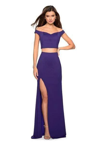 Limited Time Offer La Femme - Two Piece Off shoulder Gown with Slit 27496SC