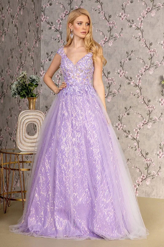 Price Cut Sequin Print Sleeveless A-line Gown by GLS Gloria GL3398