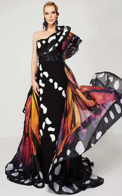 Special Savings MNM Couture - 2381 Empress Elegance Asymmetrical Evening Gown