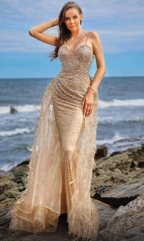 Deal Zone MNM Couture M1050 - Strappy Beaded Evening Gown