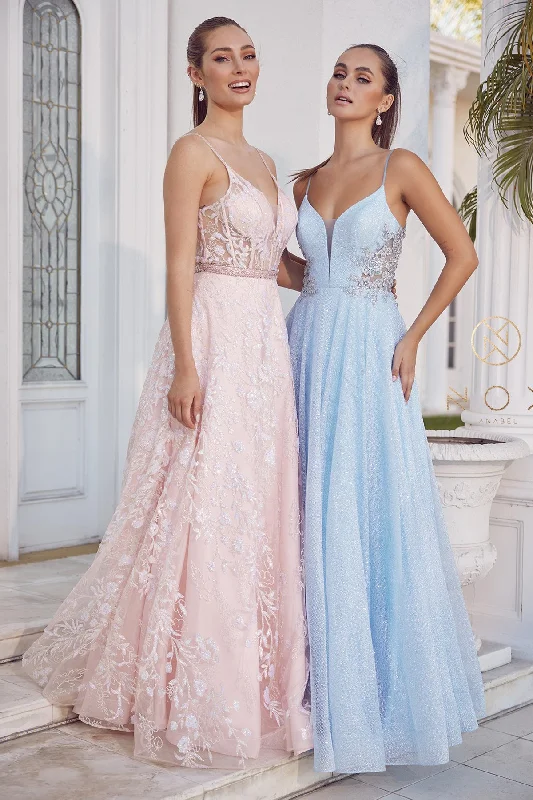 Special Buy Long Sleeveless Glitter Dress by Nox Anabel T1033