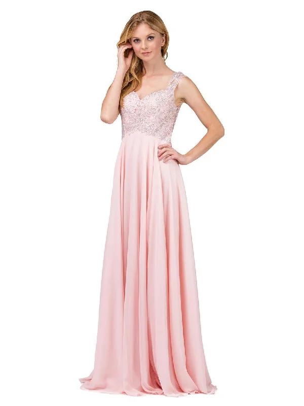 Deep Discounts Dancing Queen - Embellished Lace Bodice V-Back Long Formal Dress 9899