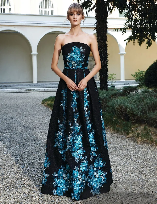 Savings Galore MNM Couture - Strapless Floral Embellished Gown N0126