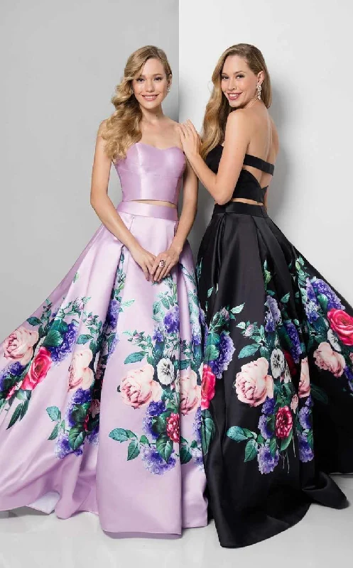 Buy More, Save More Terani Couture - Two-Piece Floral Pleated A-Line Gown 1711P2703