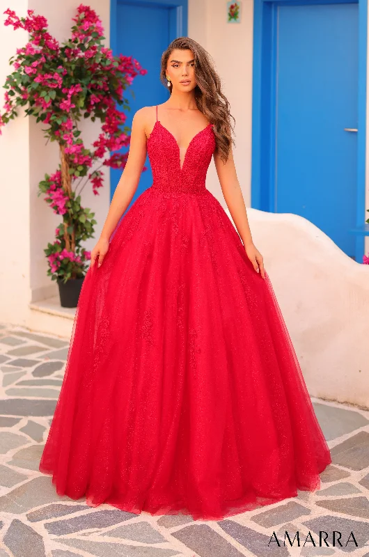 Time-Limited Offer Embroidered V-Neck A-line Gown by Amarra 88410