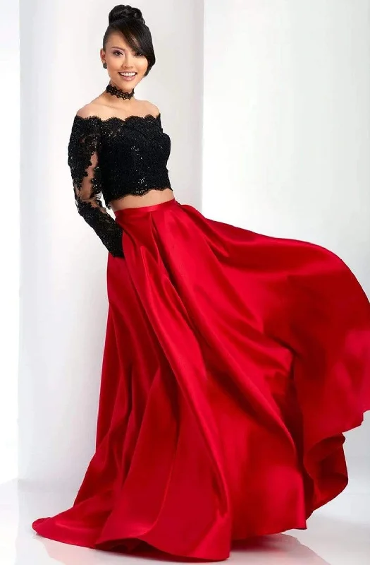 Price Slash Clarisse - 3581 Two Piece Embellished Off-Shoulder Dress