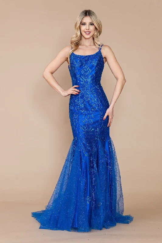 Buy Now Fitted Glitter Print Sleeveless Gown by Poly USA 9306