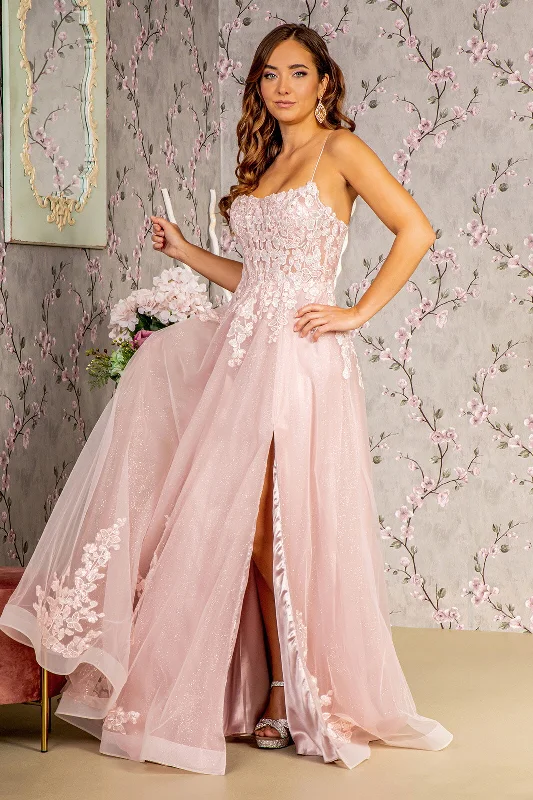 Hurry In Embroidered Sleeveless A-line Slit Gown by GLS Gloria GL3328