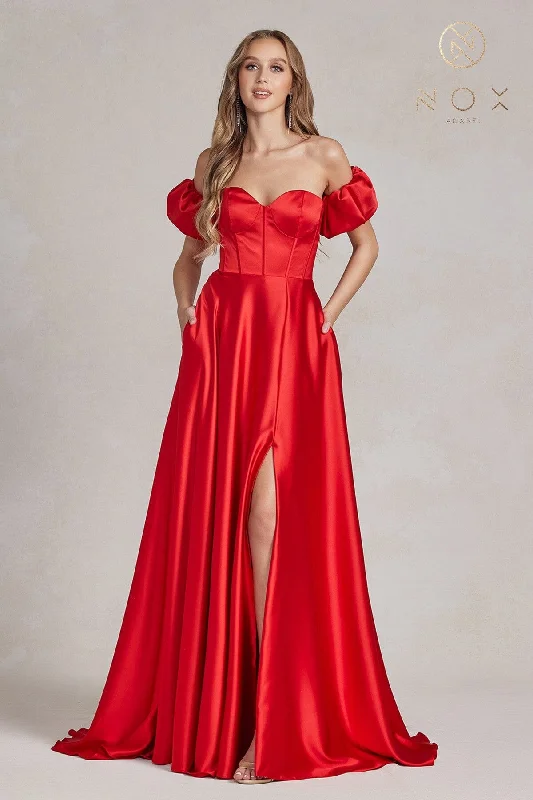Savings Spectacular Long Strapless A-line Slit Dress by Nox Anabel K1122