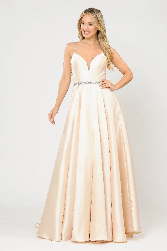 Steals and Deals Long Sweetheart Mikado Dress with Corset Back by Poly USA 8688