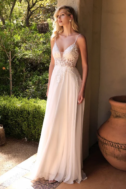 Final Sale Applique A-line Chiffon Gown by Cinderella Divine TY11