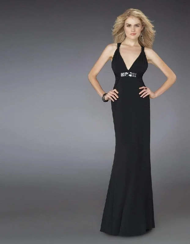Final Markdown La Femme - 14180SC Fitted Jeweled Waist Evening Dress