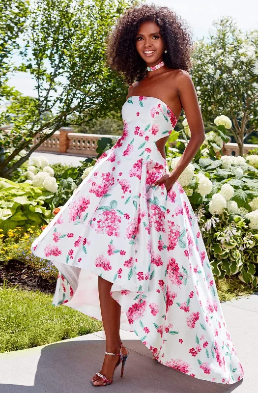 Limited Edition Clarisse Prom - 3563 Strapless Floral High Low Prom Dress
