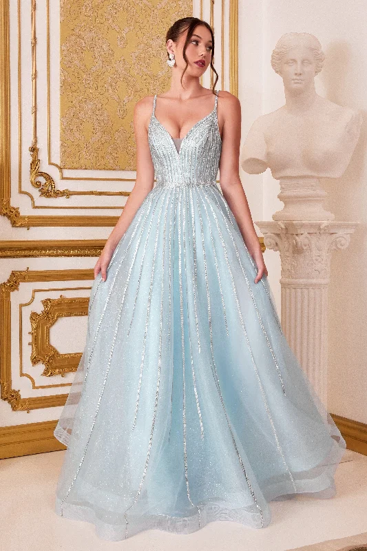 Daily Specials Long Beaded Tulle Dress by Cinderella Divine CD940
