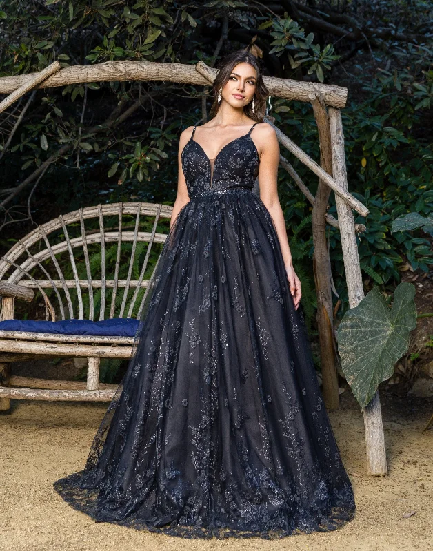 Super Deal Glitter Print A-line Gown by Cinderella Couture 8039J