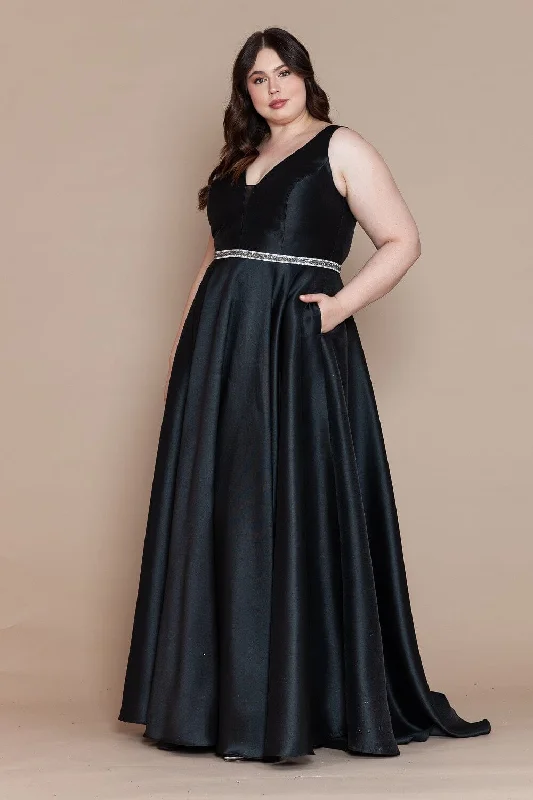 Overstock Plus Size Long Deep V-Neck Dress by Poly USA W1108