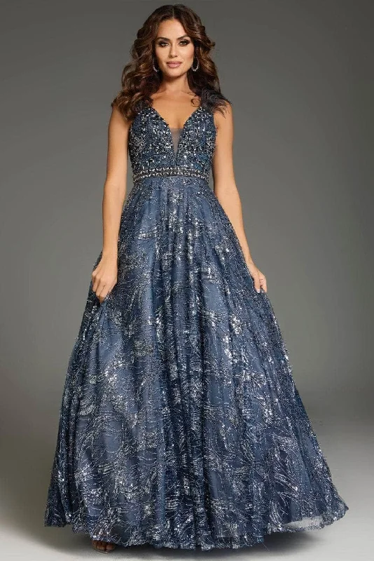 Time-Limited Offer Jovani 37551 - Rhinestone Embellished Plunging V-Neck Prom Gown