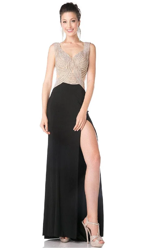 Deal Zone Ladivine KD009 - Sheath Dress Beaded V-Neckline Prom Dress