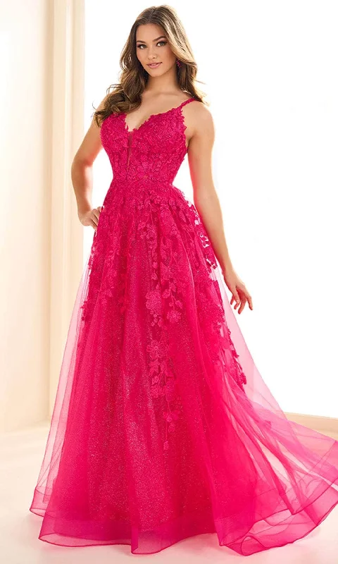 Unbeatable Prices Ellie Wilde EW36015 - Floral Embroidered Plunging Neck Prom Dress