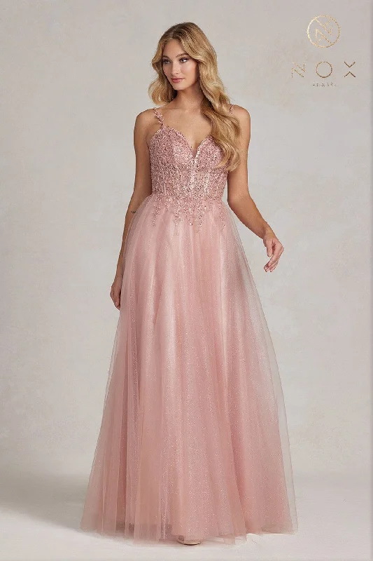 Special Savings Embroidered A-line Tulle Gown by Nox Anabel F1086