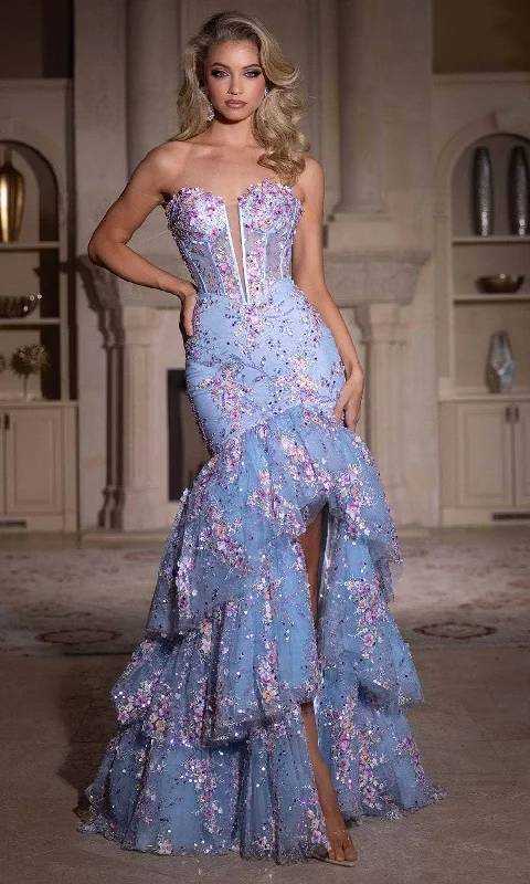 Sneak Peek Sale Portia and Scarlett PS25269 - Floral Plunging Sweetheart Prom Gown