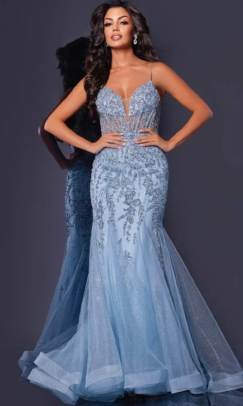 Seasonal Clearance Jovani 43845 - Plunging Sweetheart Mermaid Prom Dress
