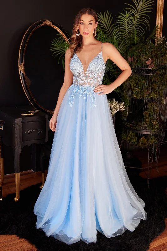Fantastic Deals Floral Applique Tulle Gown by Ladivine CD2214