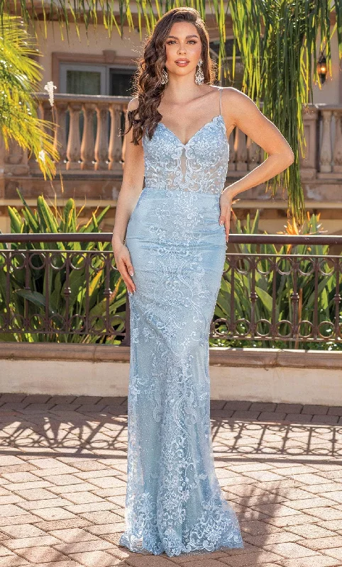 Limited Time Dancing Queen 4357 - Deep V-Neck Embroidered Prom Gown